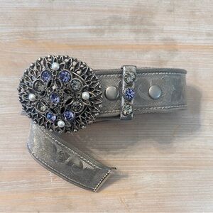 Leatherock Silver Belt with Purple Accents